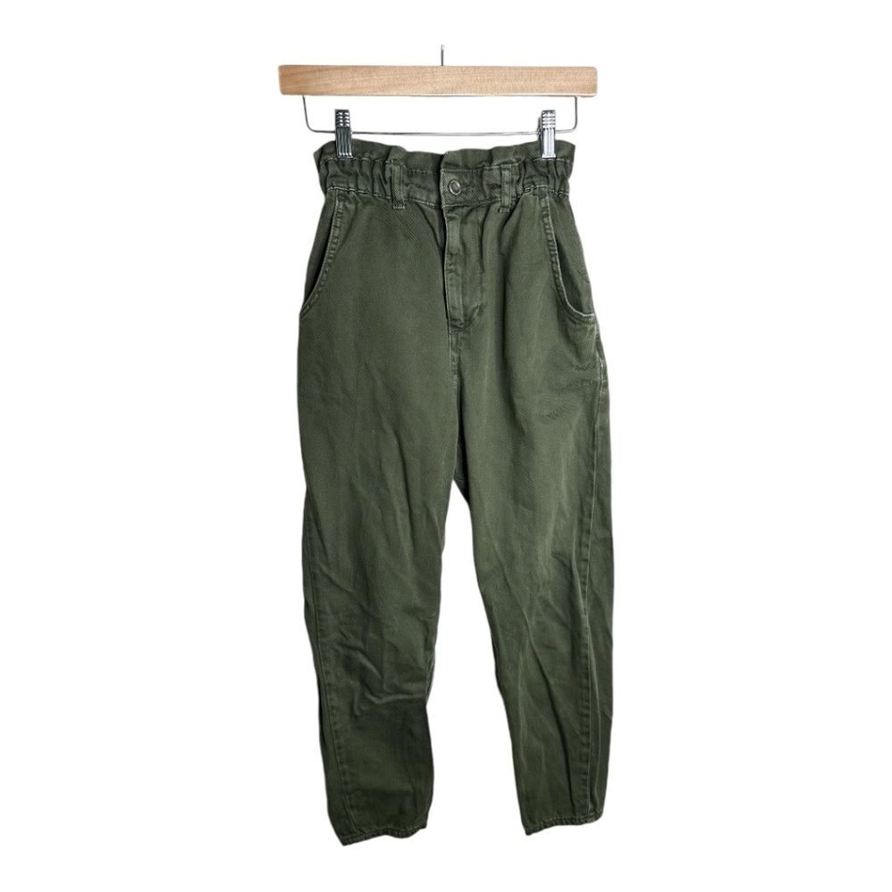 ZARA DARK GREEN BAGGY JEANS WITH POCKETS US SIZE 2
